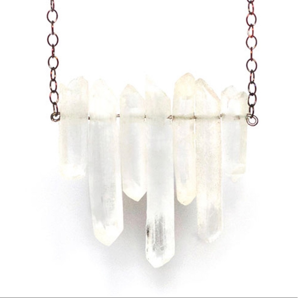 Genuine White Quartz Bar necklace-Boutique
